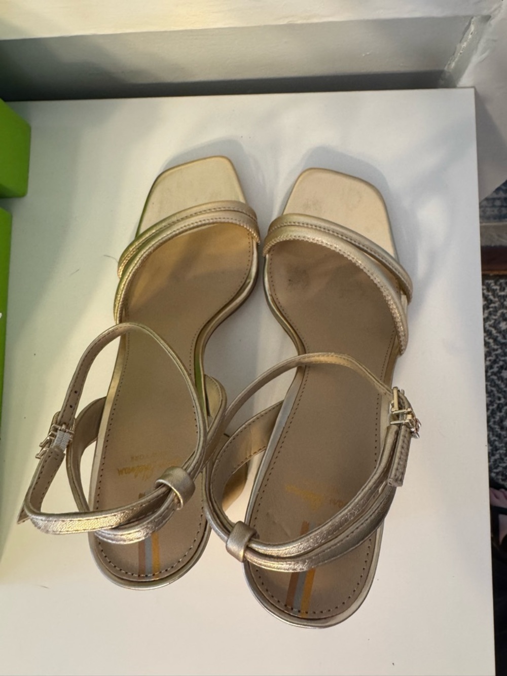 Sam Edelman Metallic Gold Strappy Block Heel Formal Sandals Size 8.5 - Picture 3 of 12